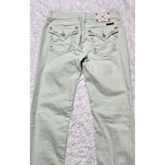 Miss Me Lime Green Embellished Low Rise Skinny Jeans Size 30x32 - Picture 14 of 16